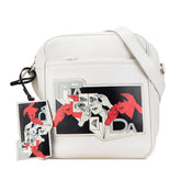 プラダ 三角ロゴプレート コミック プリント 斜め掛け ショルダーバッグ ホワイト レザー レディース PRADA 【中古】